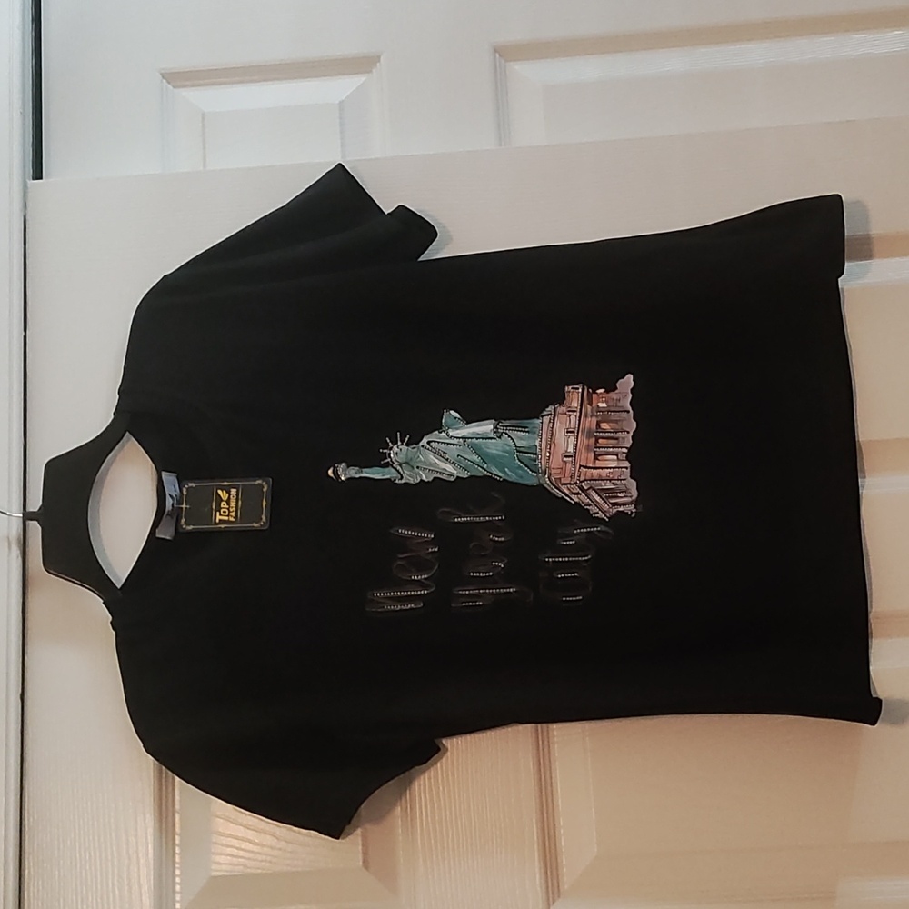 The Clas-sic NYC New York City Women's Top Fashion Print - Rhinestones NWT S/M